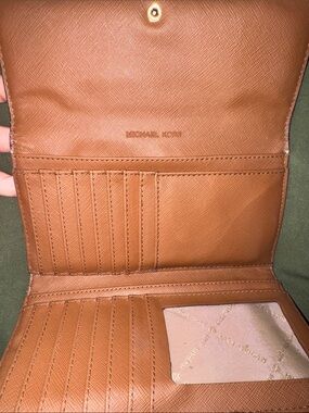 Michael Kors Cognac Leather Compact Wallet